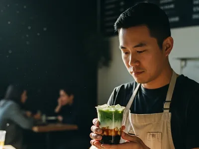 Matcha con azúcar morena en capas: otra forma de vender textura y no solo sabor