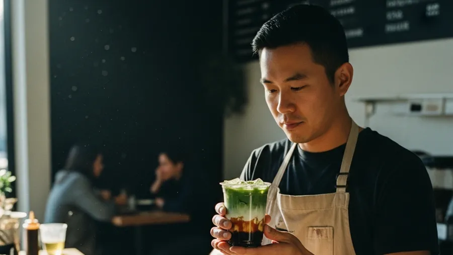 Matcha con azúcar morena en capas: otra forma de vender textura y no solo sabor